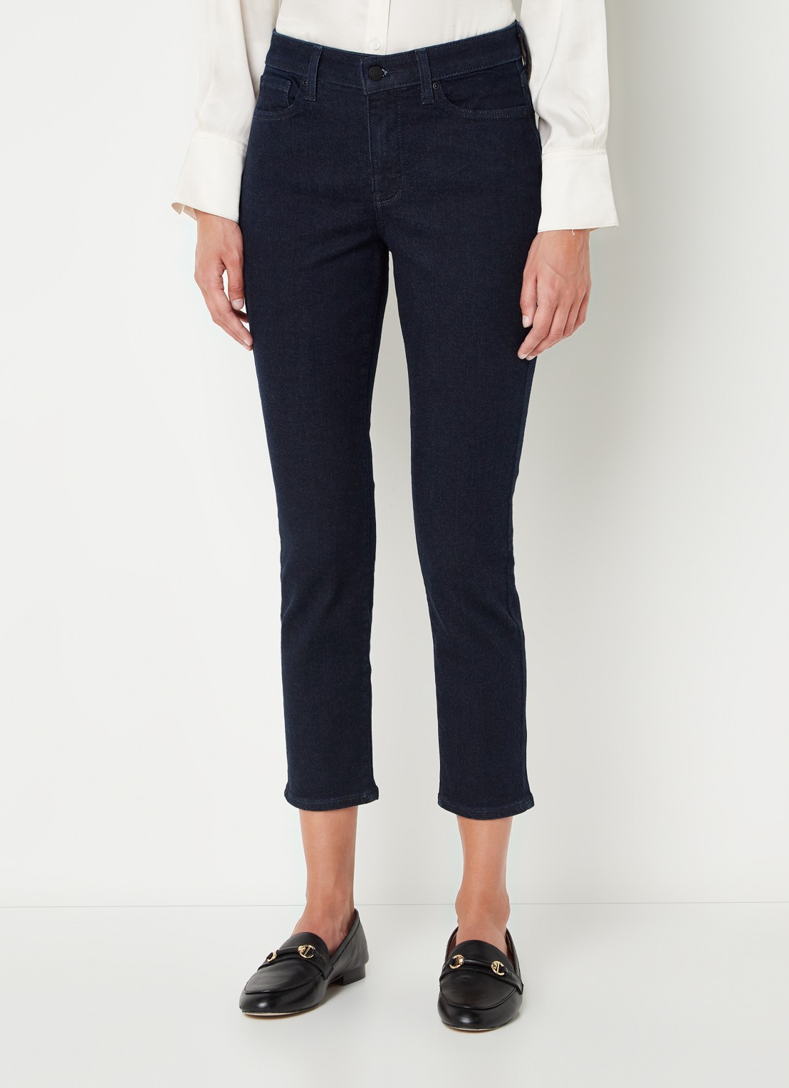 NYDJ Alina mid waist skinny cropped jeans met donkere wassing  - detail 4 indigo