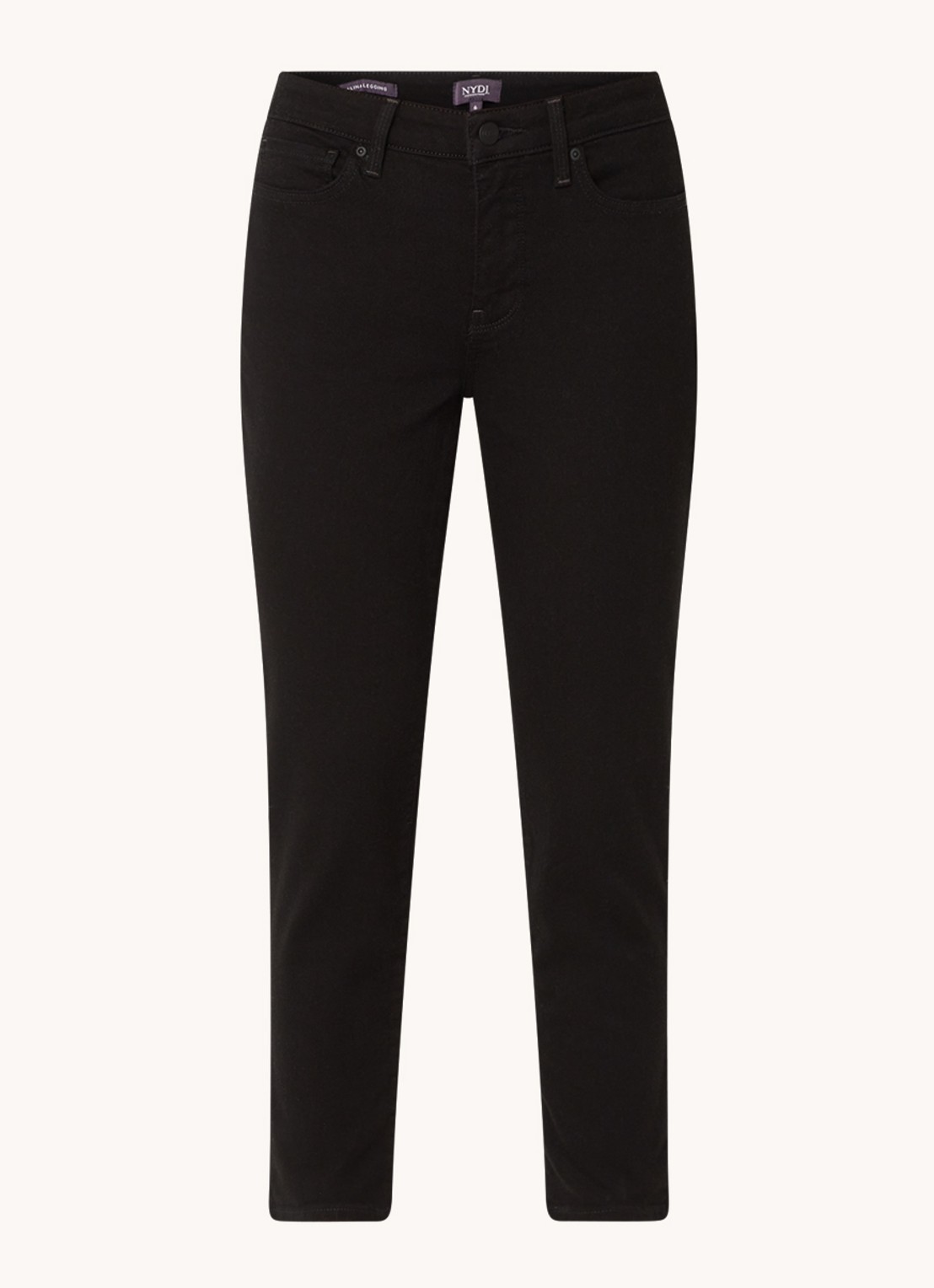 NYDJ Alina mid waist skinny fit cropped jeans met stretch - voorkant 4 zwart