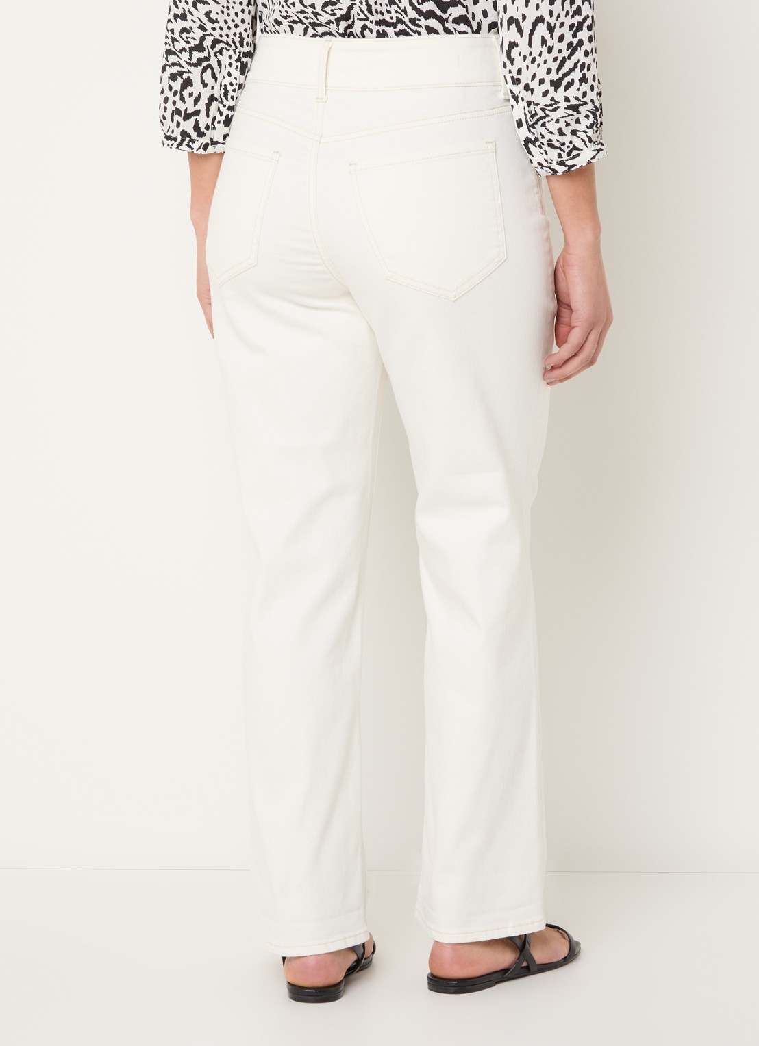 NYDJ Bailey high waist straight leg jeans met gekleurde wassing - achterkant gebroken wit