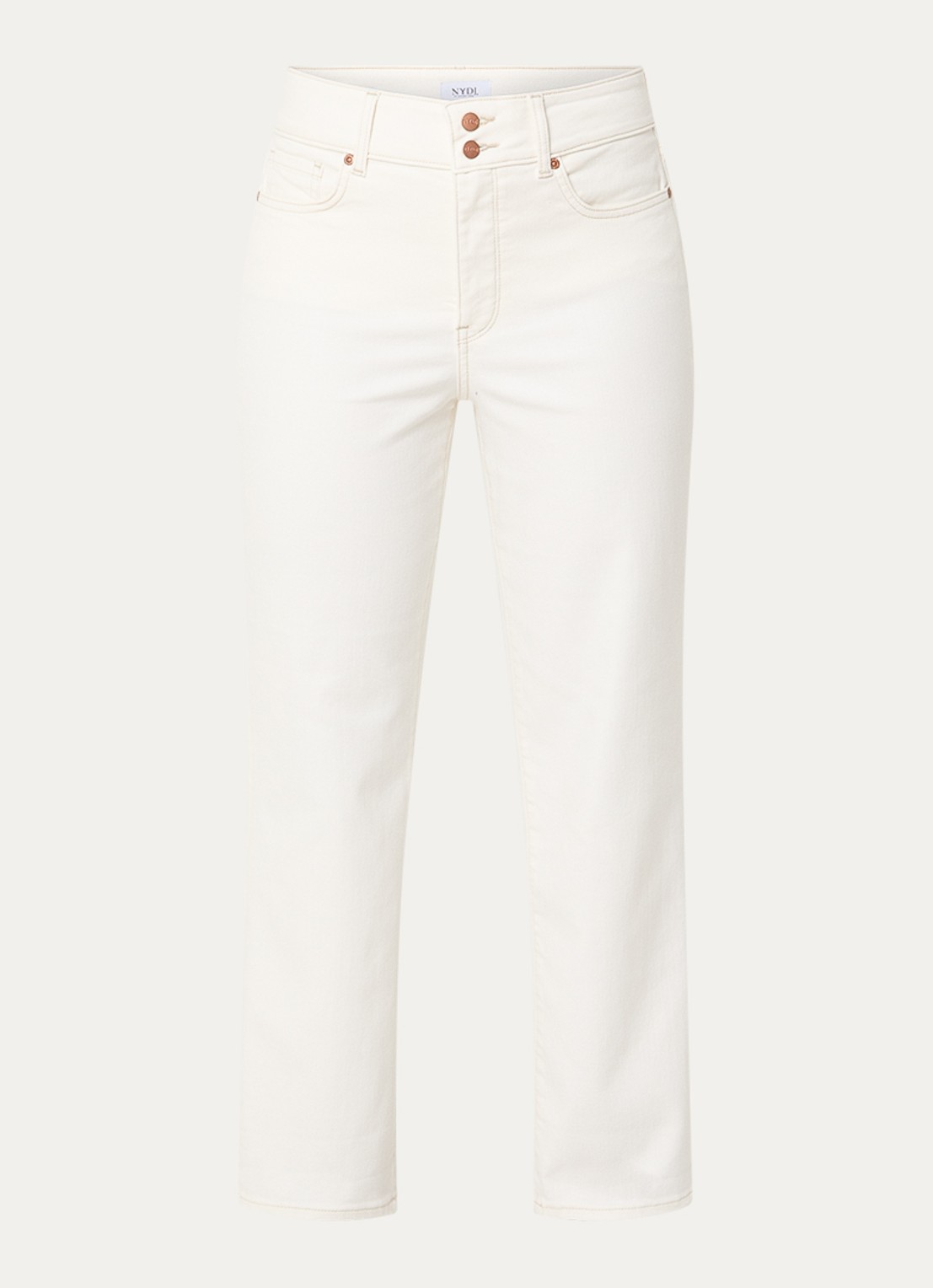 NYDJ Bailey high waist straight leg jeans met gekleurde wassing - voorkant 4 gebroken wit