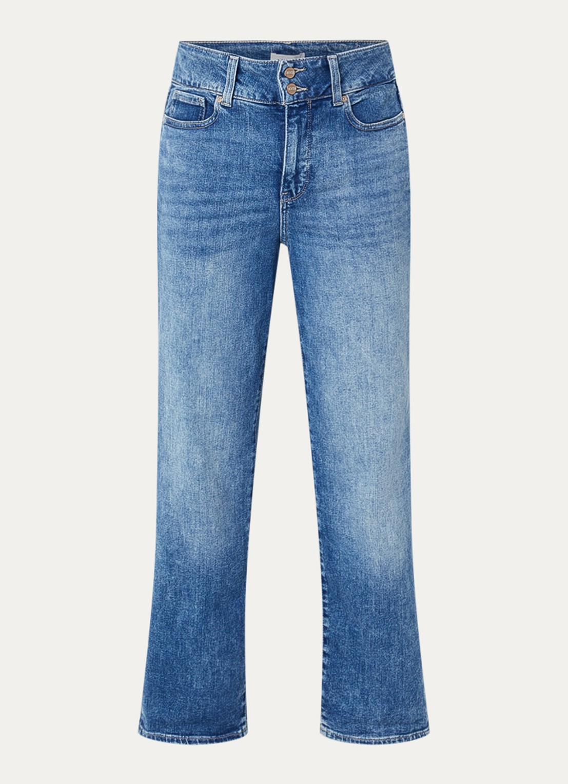 NYDJ Bailey mid waist slim fit jeans met steekzakken - voorkant indigo
