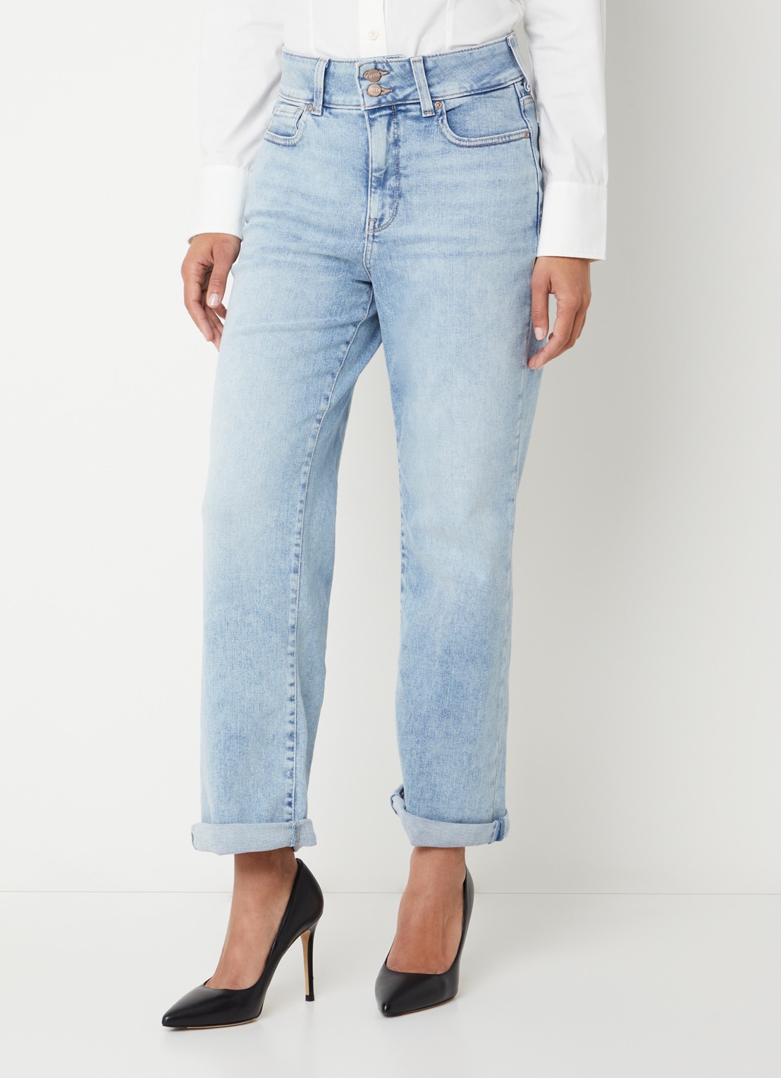 NYDJ Bailey mid waist slim fit jeans met steekzakken - detail 4 camel