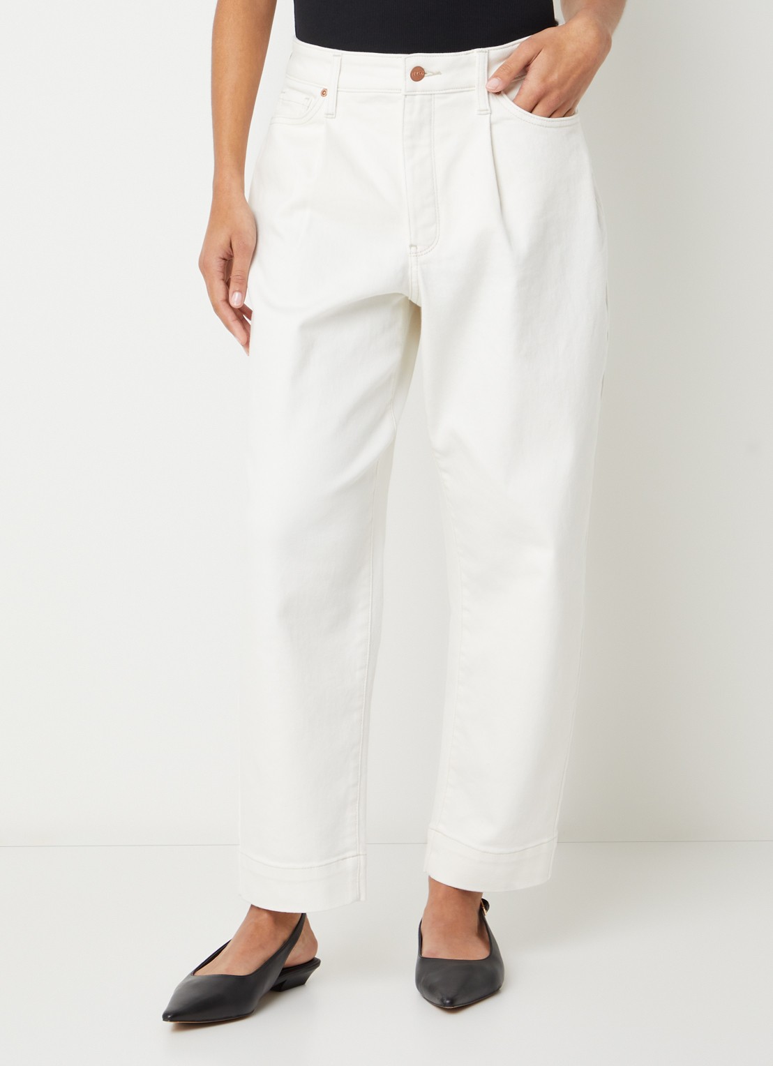 NYDJ Balloon mid waist balloon fit jeans met gekleurde wassing - detail wit