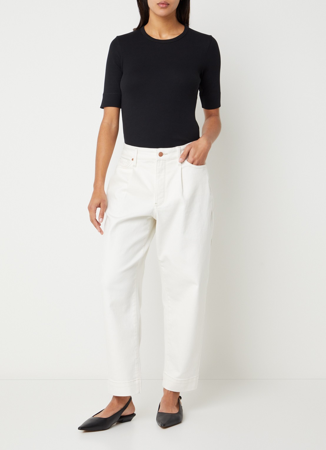 NYDJ Balloon mid waist balloon fit jeans met gekleurde wassing - voorkant 5 wit