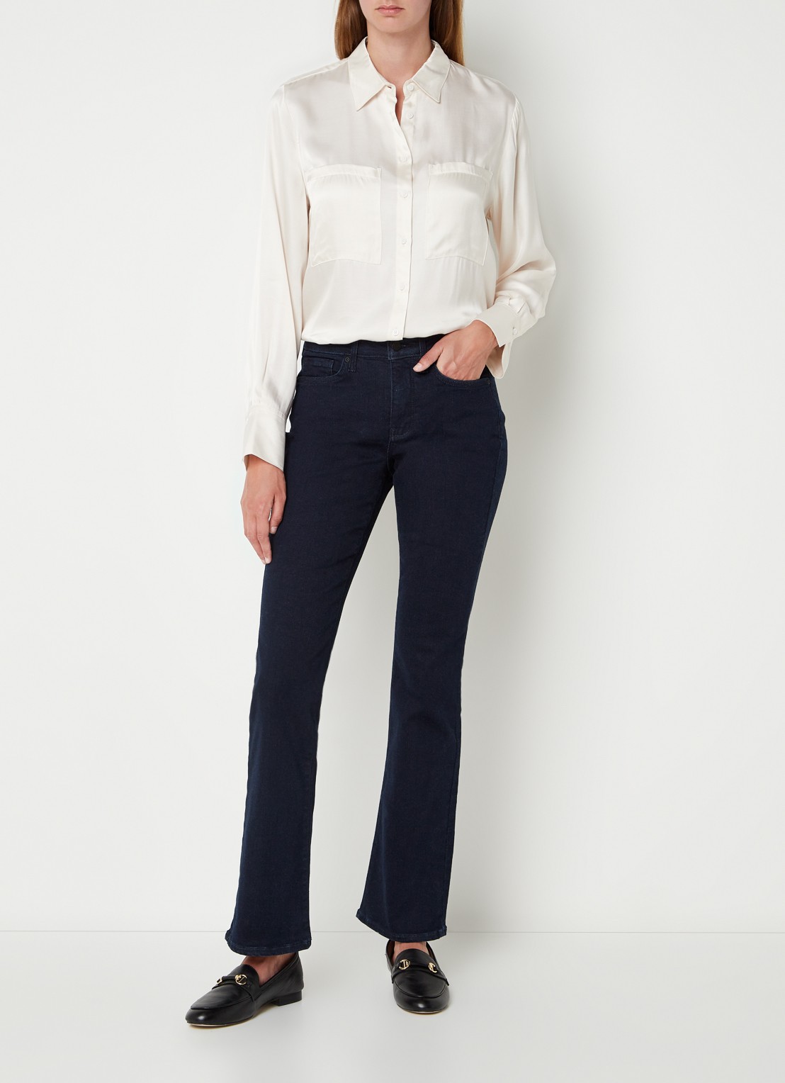 NYDJ Barbara mid waist bootcut jeans met donkere wassing - voorkant 3 indigo