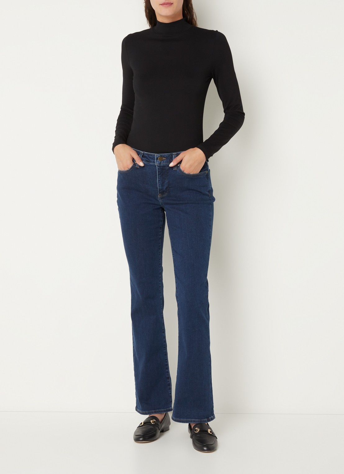 NYDJ Barbara mid waist bootcut jeans met stretch - voorkant 2 indigo