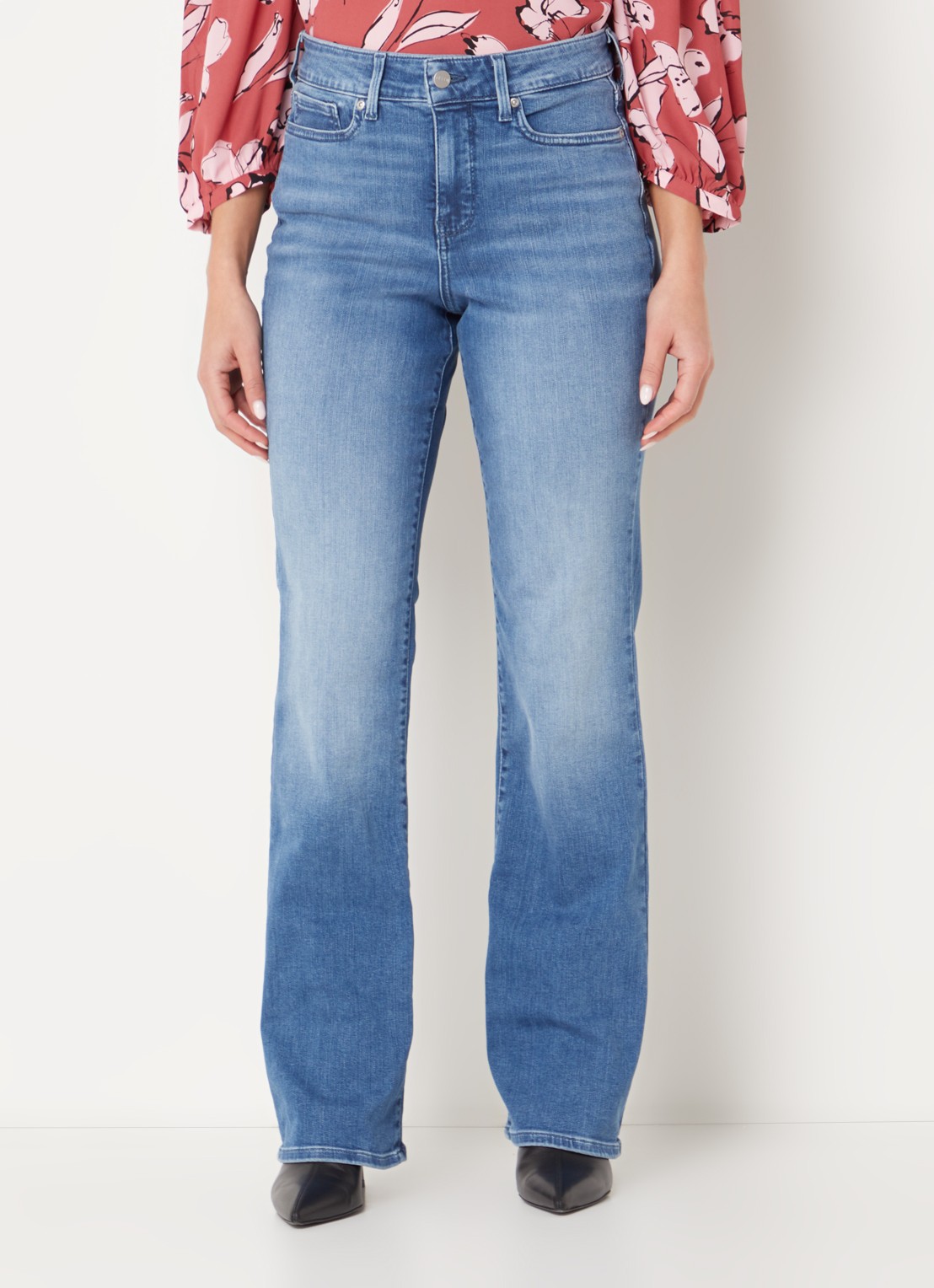 NYDJ Blake high waist flared jeans met stretch - detail middenblauw