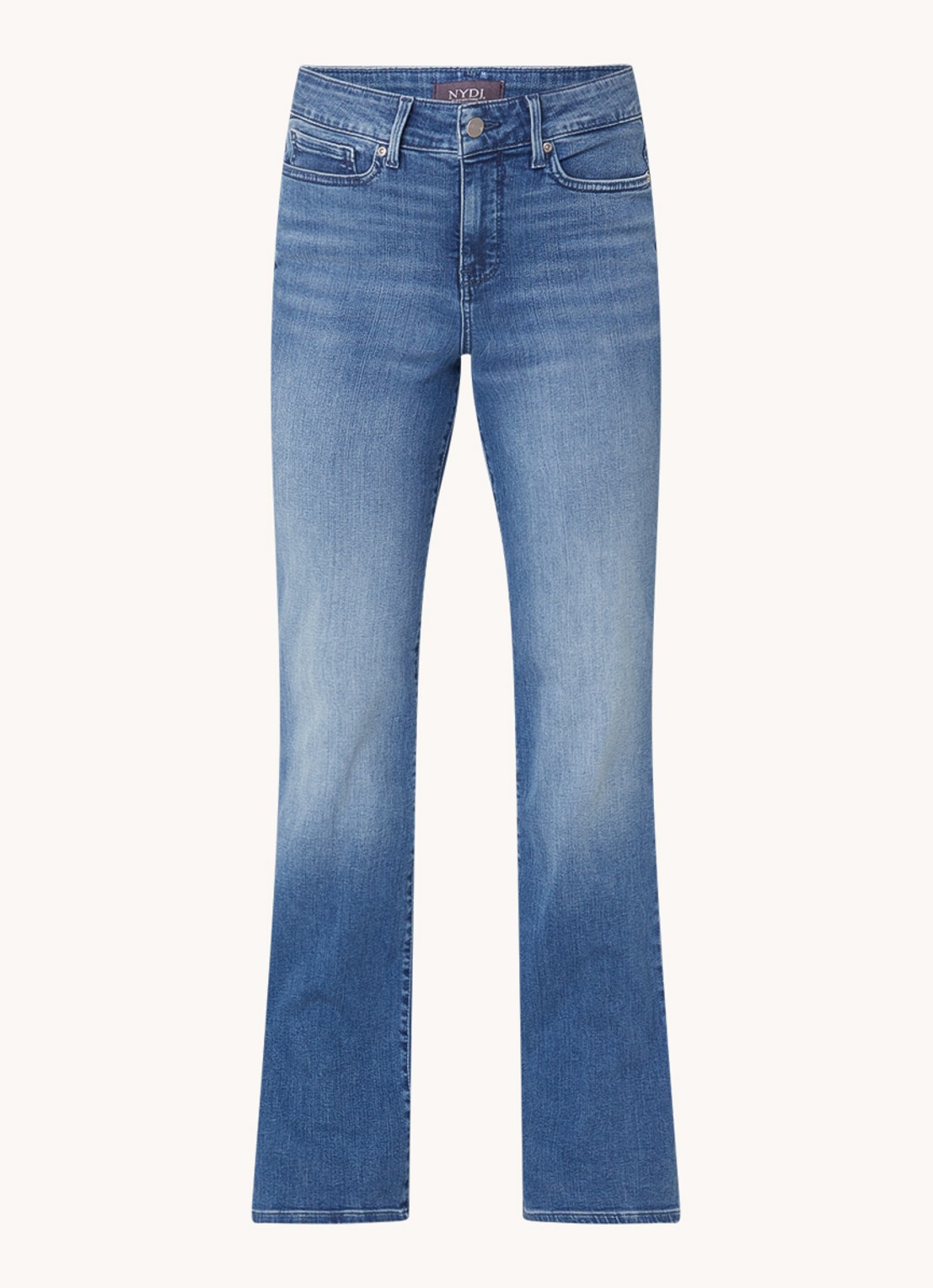 NYDJ Blake high waist flared jeans met stretch - voorkant 4 middenblauw