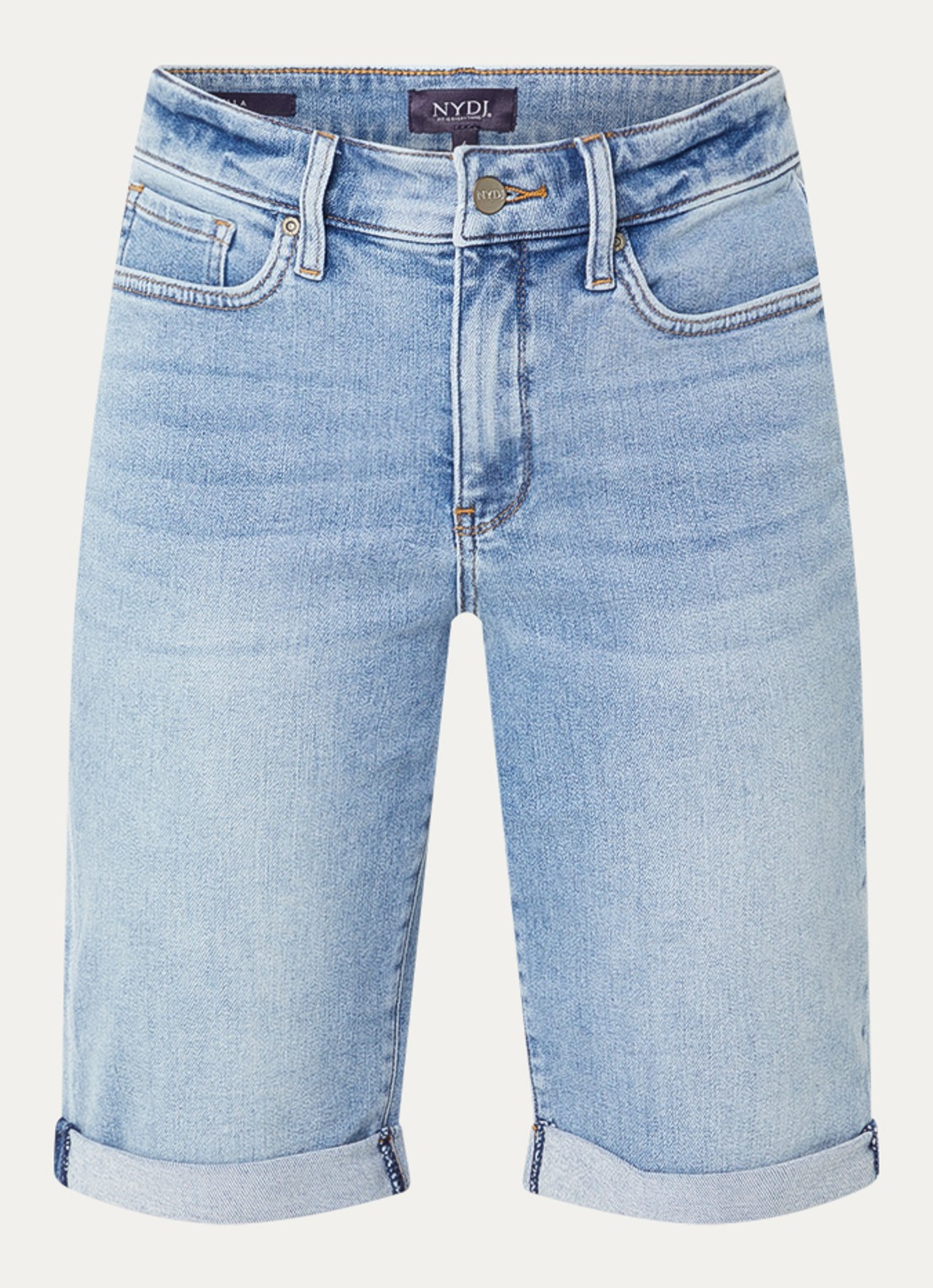 NYDJ Briella high waist slim fit korte broek van denim - voorkant 3 indigo