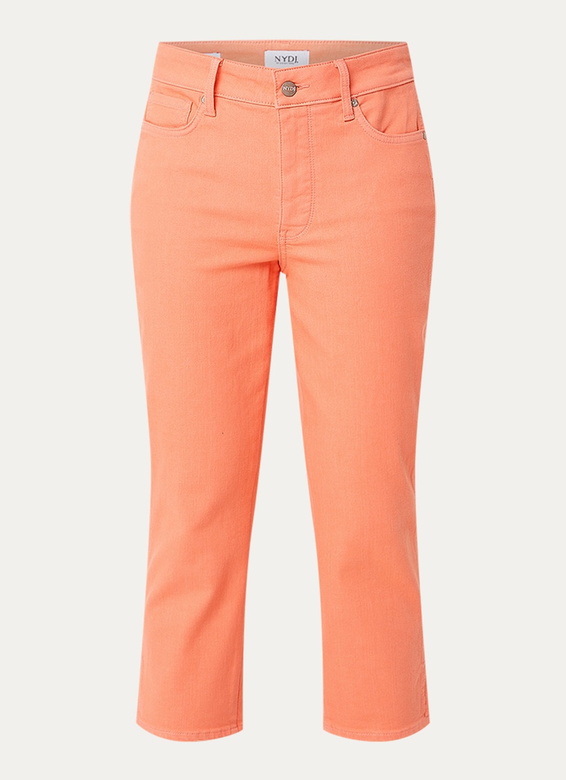 NYDJ Chloe mid waist skinny fit capri broek met gekleurde wassing - voorkant 4 oranjerood