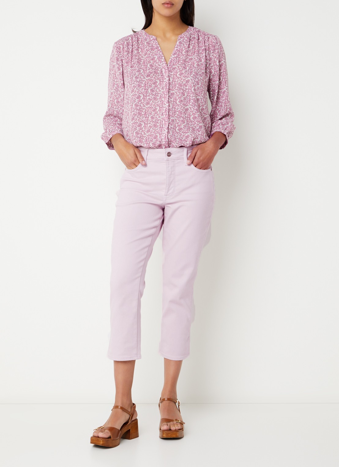 NYDJ Chloe mid waist skinny fit capri broek met gekleurde wassing - voorkant 5 antraciet