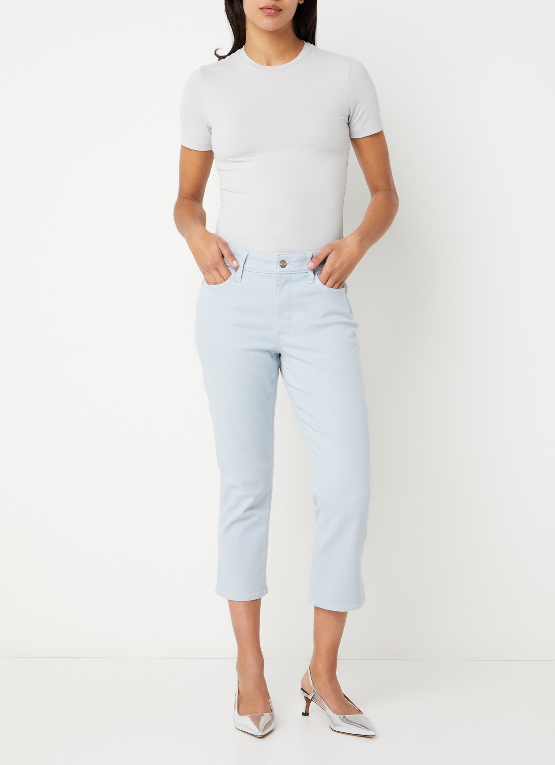 NYDJ Chloe mid waist skinny fit capri broek met gekleurde wassing - voorkant 3 donkerblauw