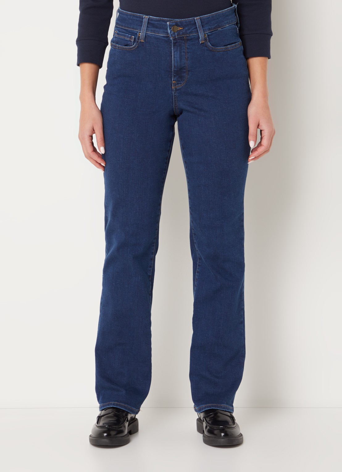 NYDJ Ellison high waist straight leg jeans met stretch - detail 4 donkerblauw