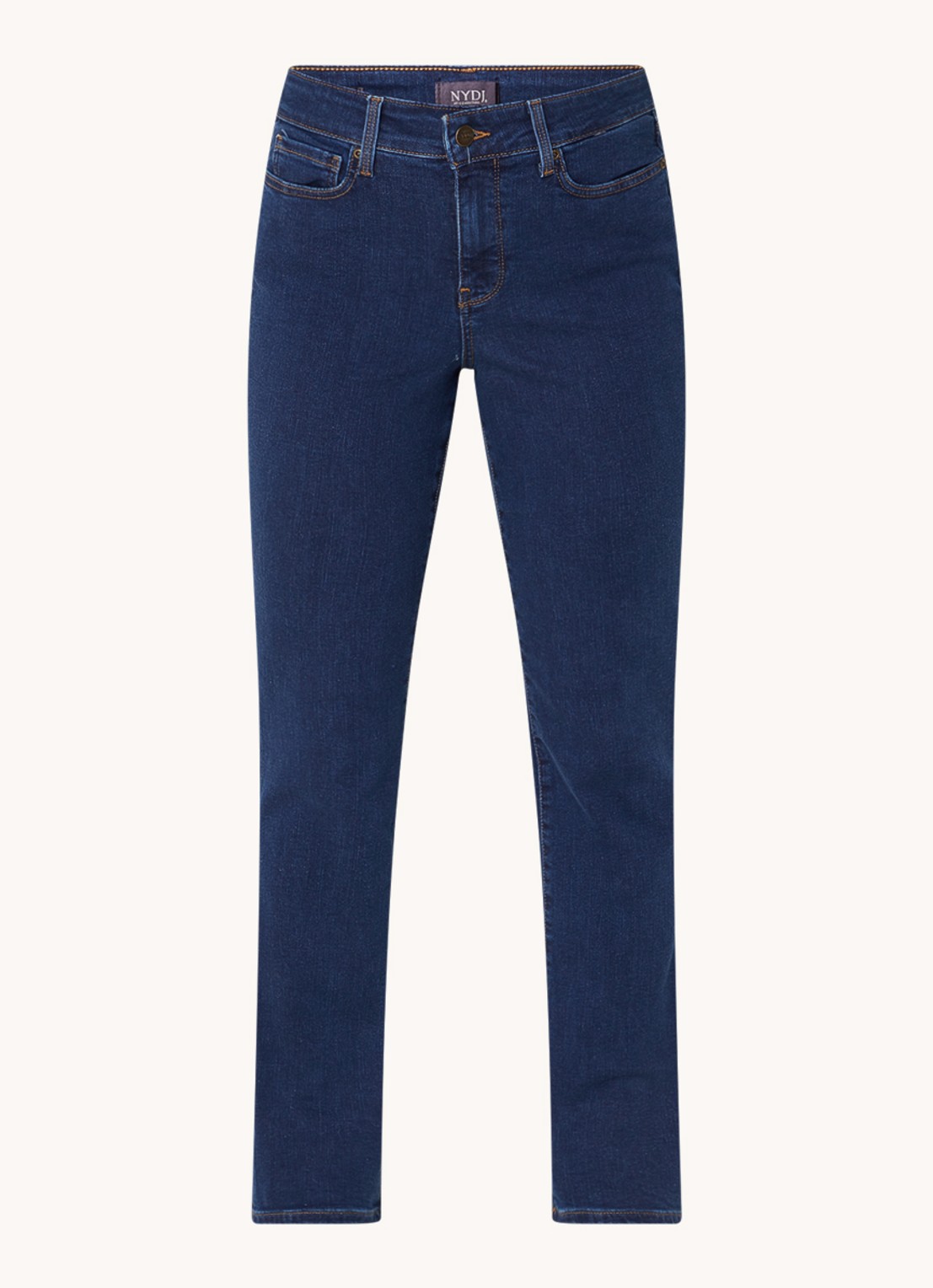 NYDJ Ellison high waist straight leg jeans met stretch - voorkant 2 donkerblauw