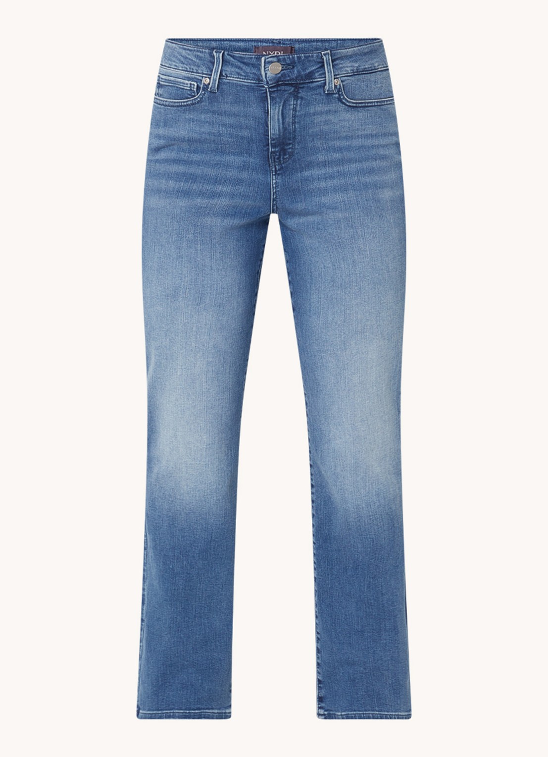 NYDJ Ellison high waist straight leg jeans met stretch - voorkant 4 middenblauw