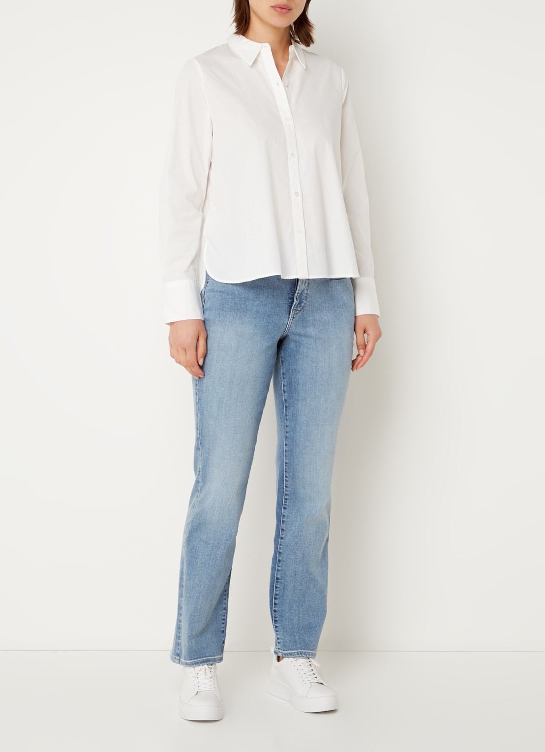 NYDJ Ellison high waist straight leg jeans met stretch - voorkant 5 lichtblauw