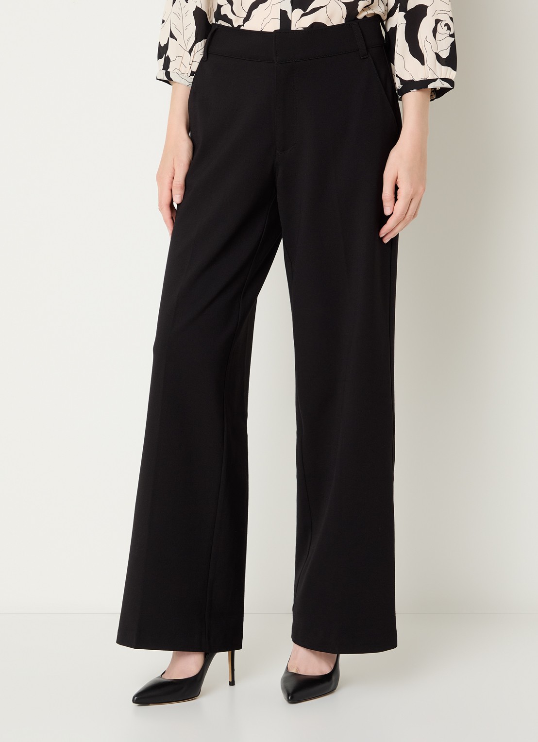 NYDJ Fiona high waist wide fit pantalon met steekzakken - detail 2 zwart