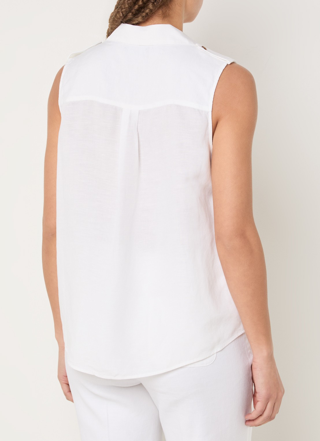 NYDJ Gabrielle mouwloze blouse in linnenblend - achterkant wit