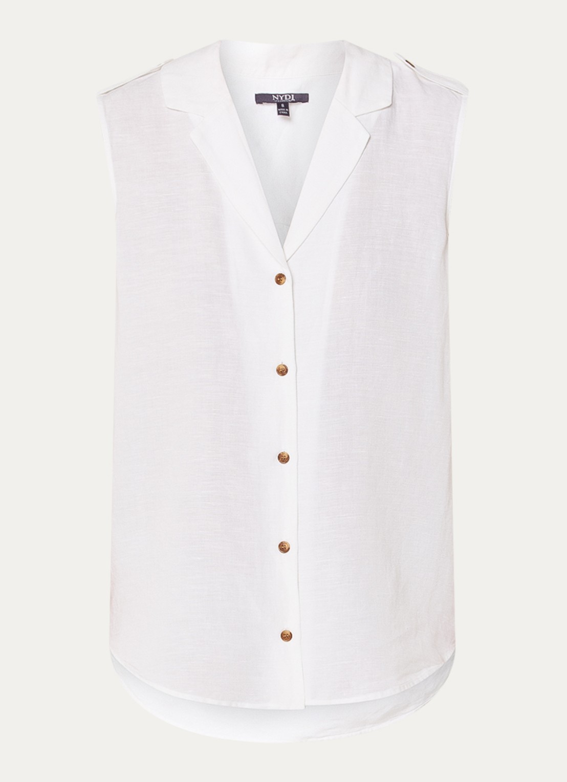 NYDJ Gabrielle mouwloze blouse in linnenblend - voorkant 2 wit