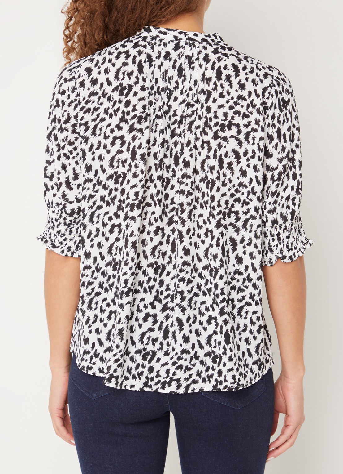 NYDJ Gato blouse met print en pofmouw - achterkant 3 zwart