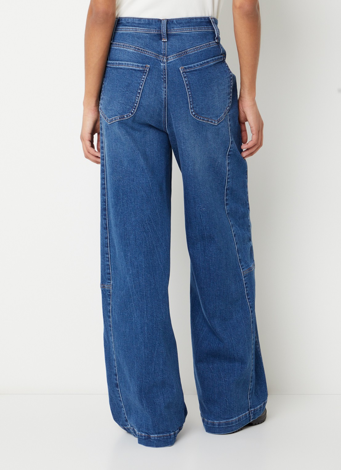 NYDJ Gracie high waist wide leg jeans met lichte wassing - achterkant 2 zwart