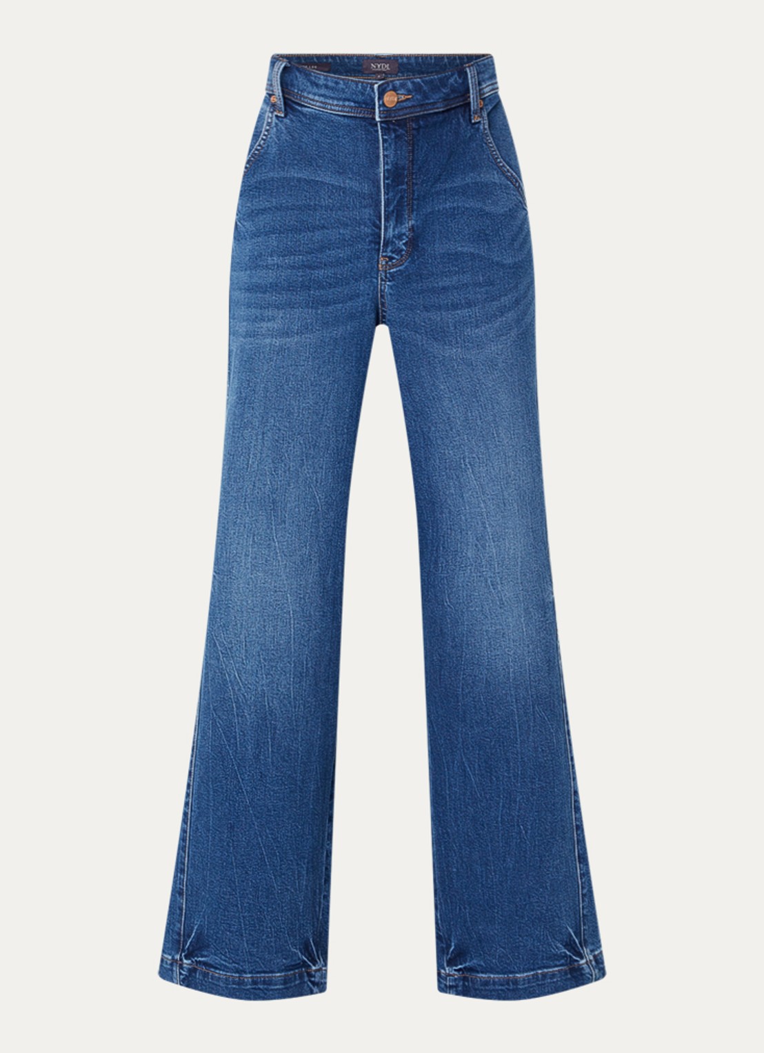 NYDJ Gracie high waist wide leg jeans met lichte wassing - voorkant 3 zwart