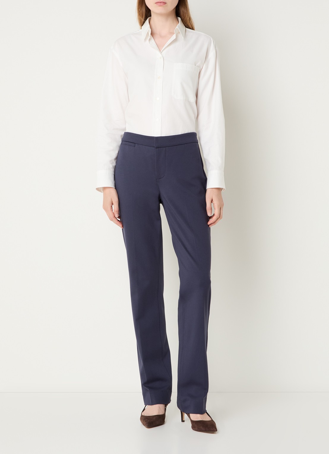 NYDJ High waist slim fit pantalon - voorkant 2 donkerblauw