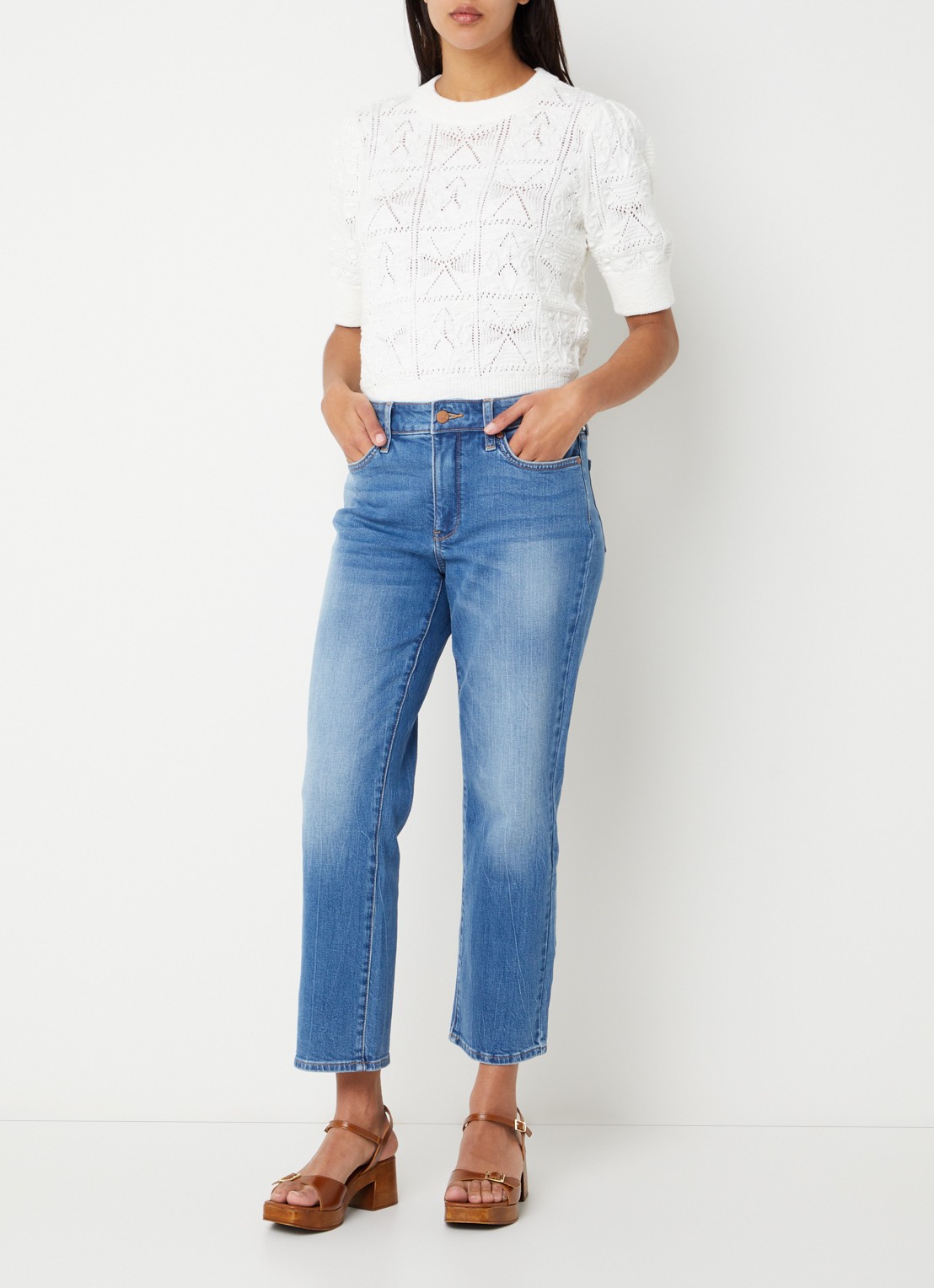 NYDJ Mailyn mid waist straight fit jeans met gekleurde wassing - voorkant 4 indigo