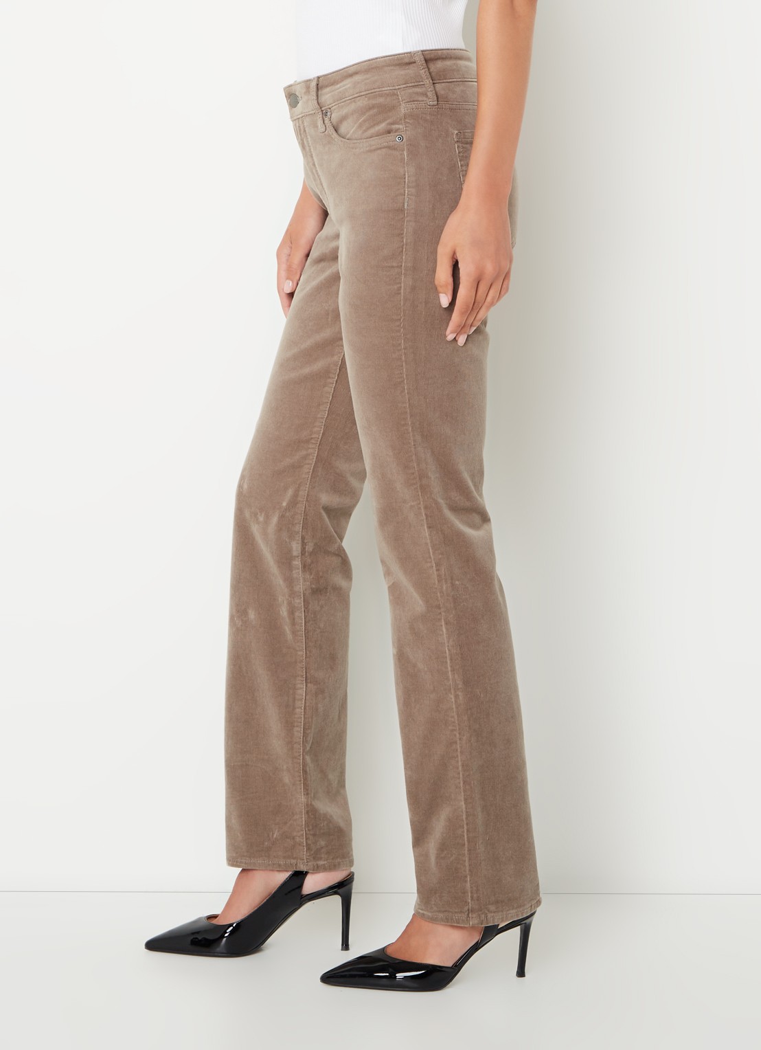 NYDJ Marilyn high waist straight fit chino van corduroy - detail 2 taupe