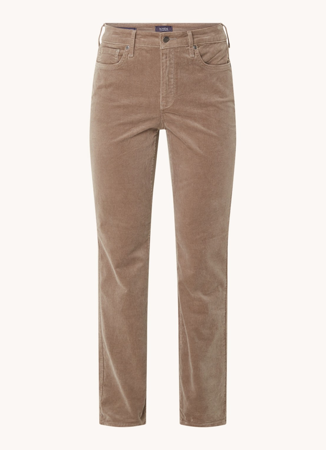 NYDJ Marilyn high waist straight fit chino van corduroy - voorkant 3 taupe
