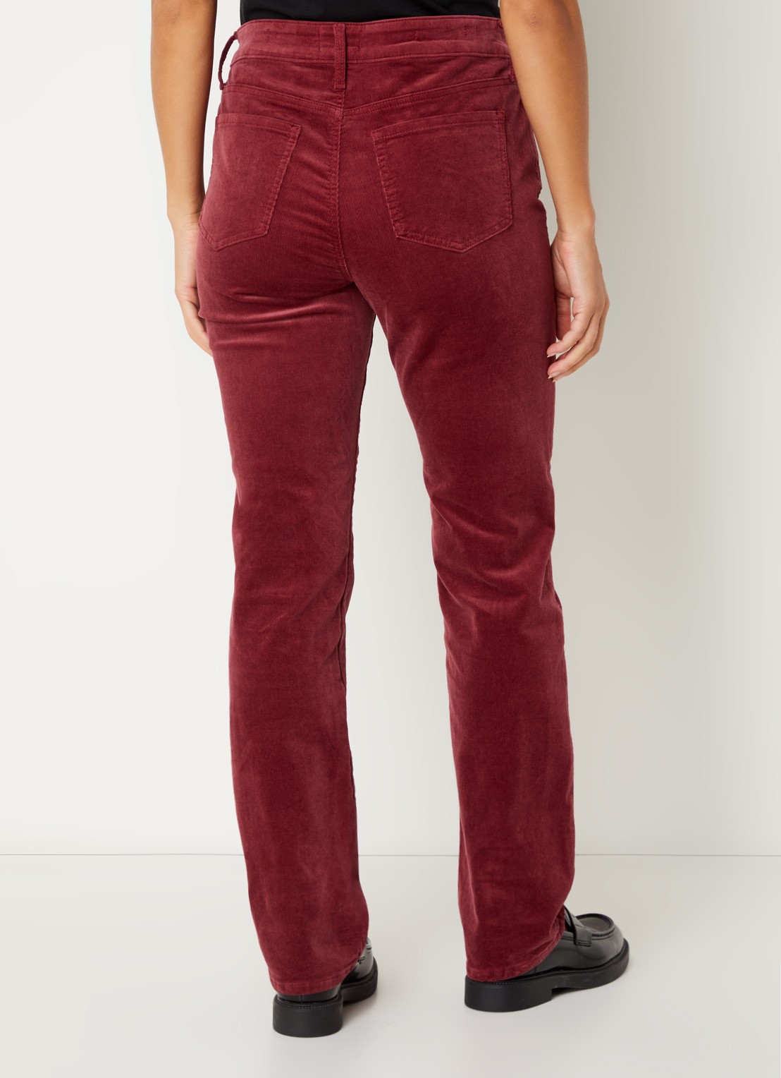 NYDJ Marilyn high waist straight fit chino van corduroy - achterkant 3 donkerrood