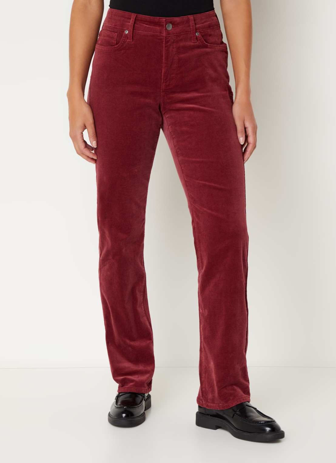 NYDJ Marilyn high waist straight fit chino van corduroy - detail 4 donkerrood