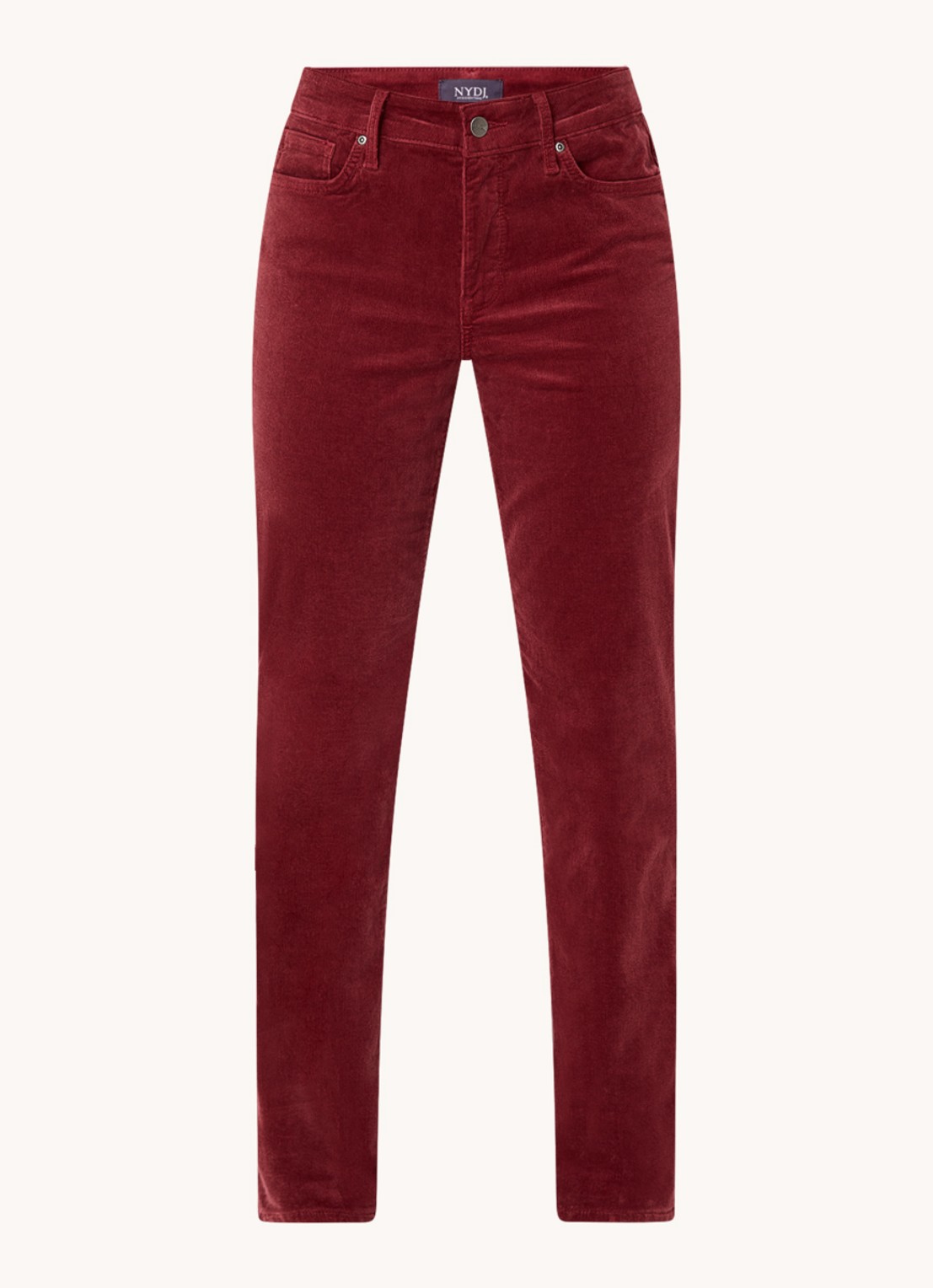 NYDJ Marilyn high waist straight fit chino van corduroy - voorkant donkerrood