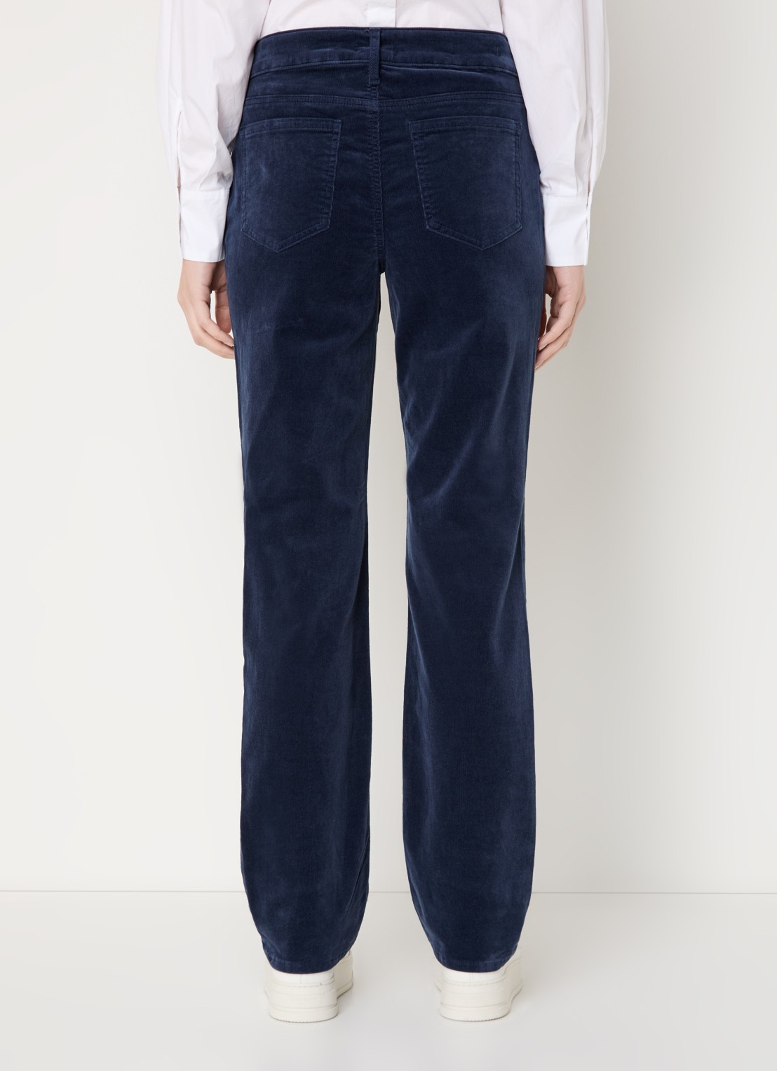 NYDJ Marilyn high waist straight fit chino van corduroy - achterkant 5 donkerblauw