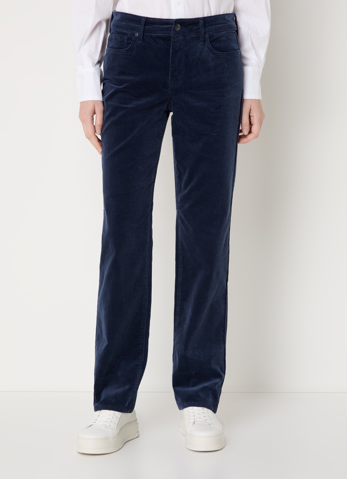 NYDJ Marilyn high waist straight fit chino van corduroy - detail 3 donkerblauw
