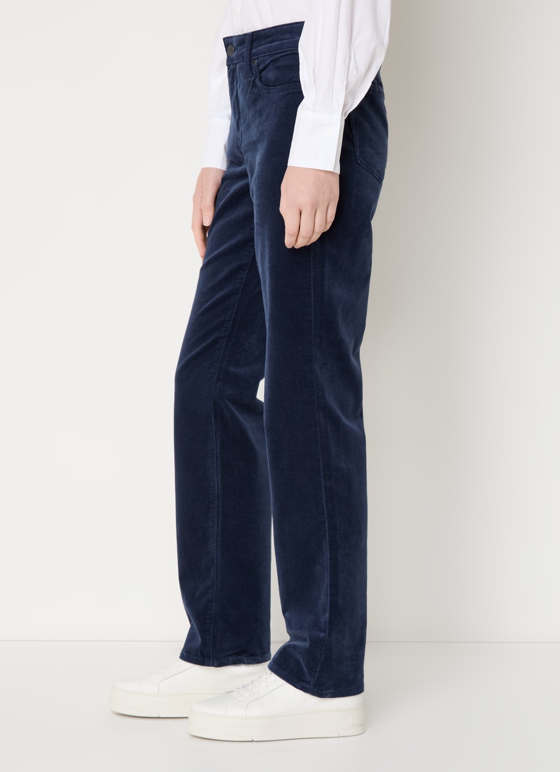 NYDJ Marilyn high waist straight fit chino van corduroy - detail 4 donkerblauw