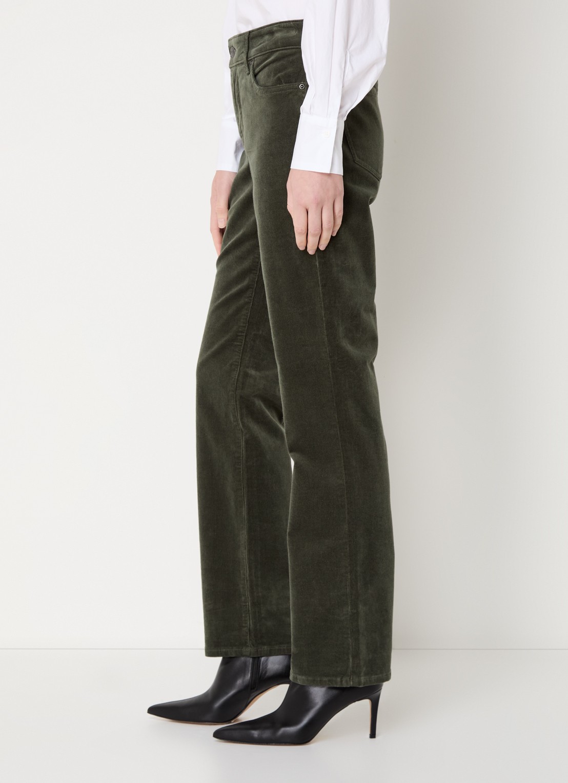 NYDJ Marilyn high waist straight fit chino van corduroy - detail 2 mosgroen