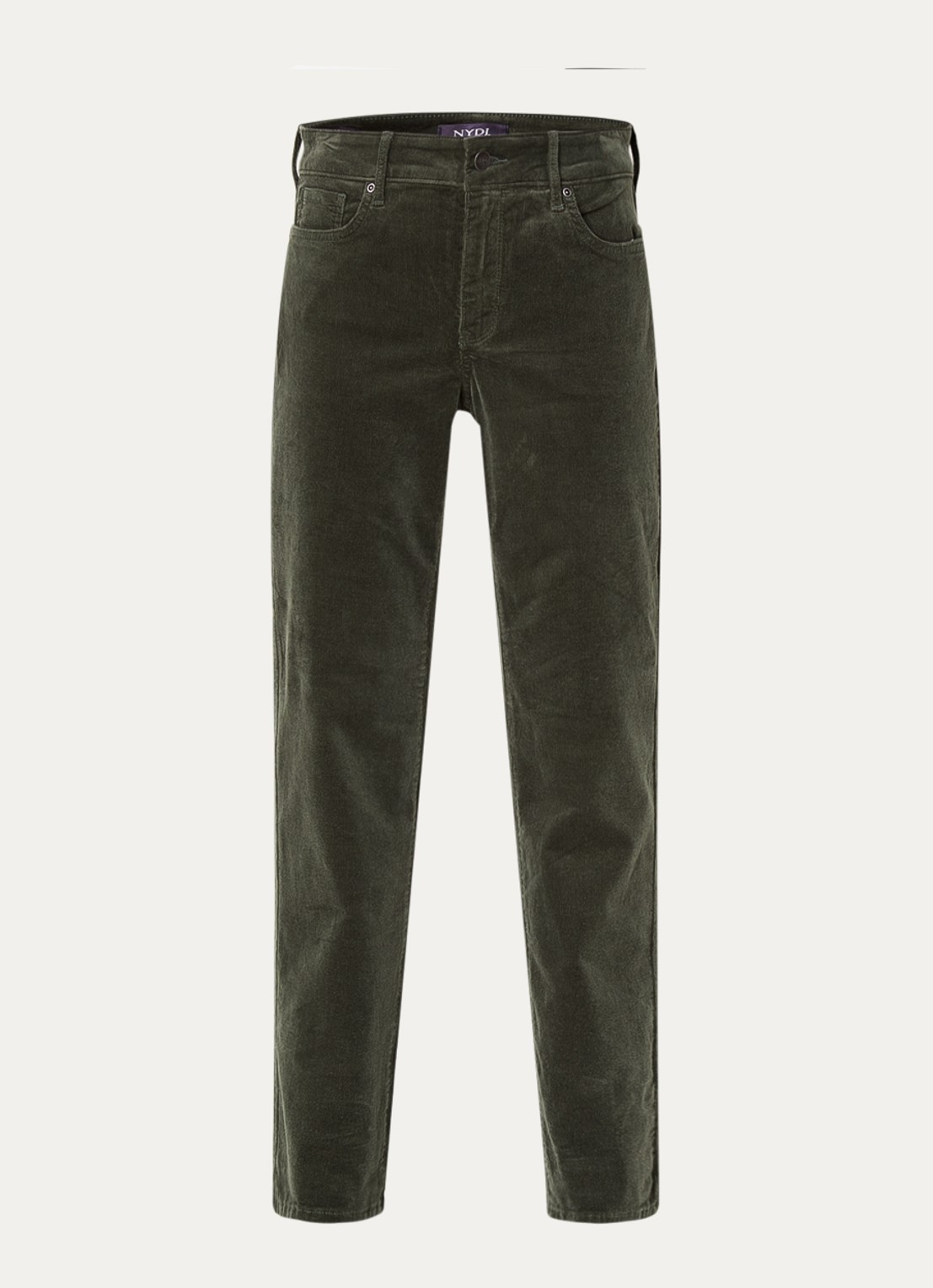 NYDJ Marilyn high waist straight fit chino van corduroy - voorkant 4 mosgroen