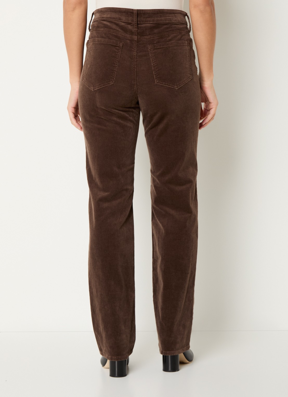 NYDJ Marilyn high waist straight fit chino van corduroy - achterkant bruin