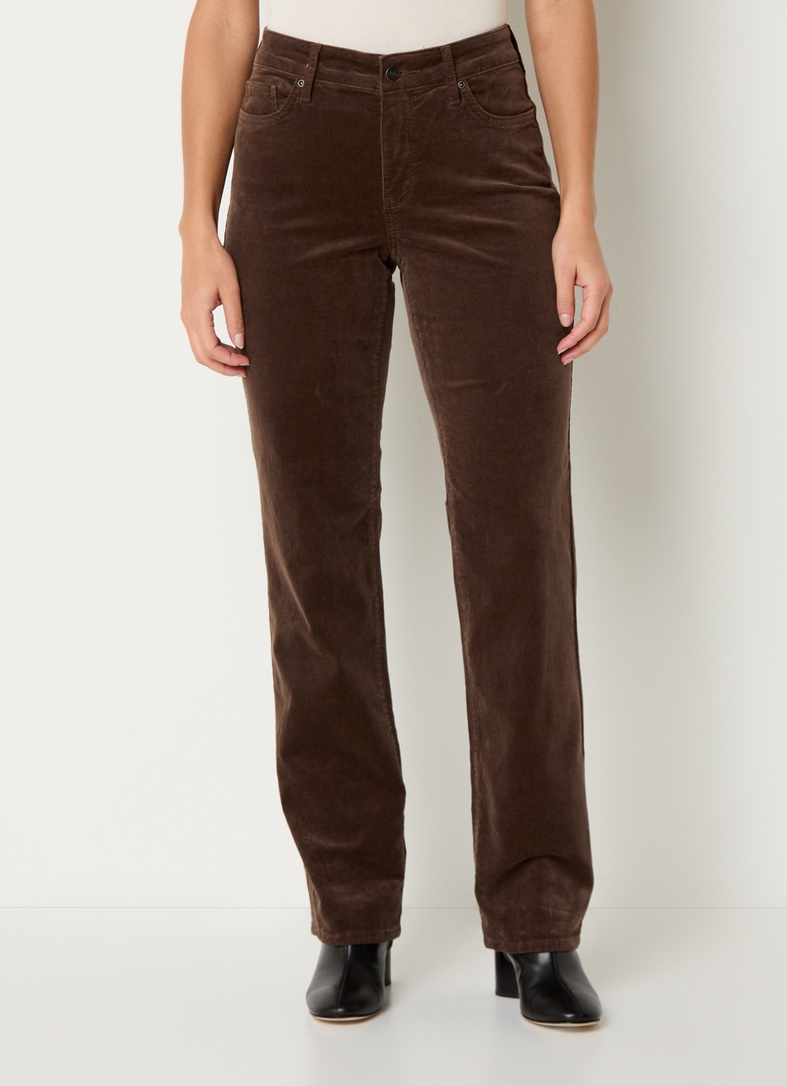 NYDJ Marilyn high waist straight fit chino van corduroy - detail 2 bruin