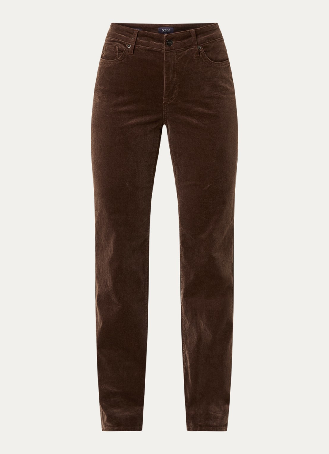 NYDJ Marilyn high waist straight fit chino van corduroy - voorkant 4 bruin