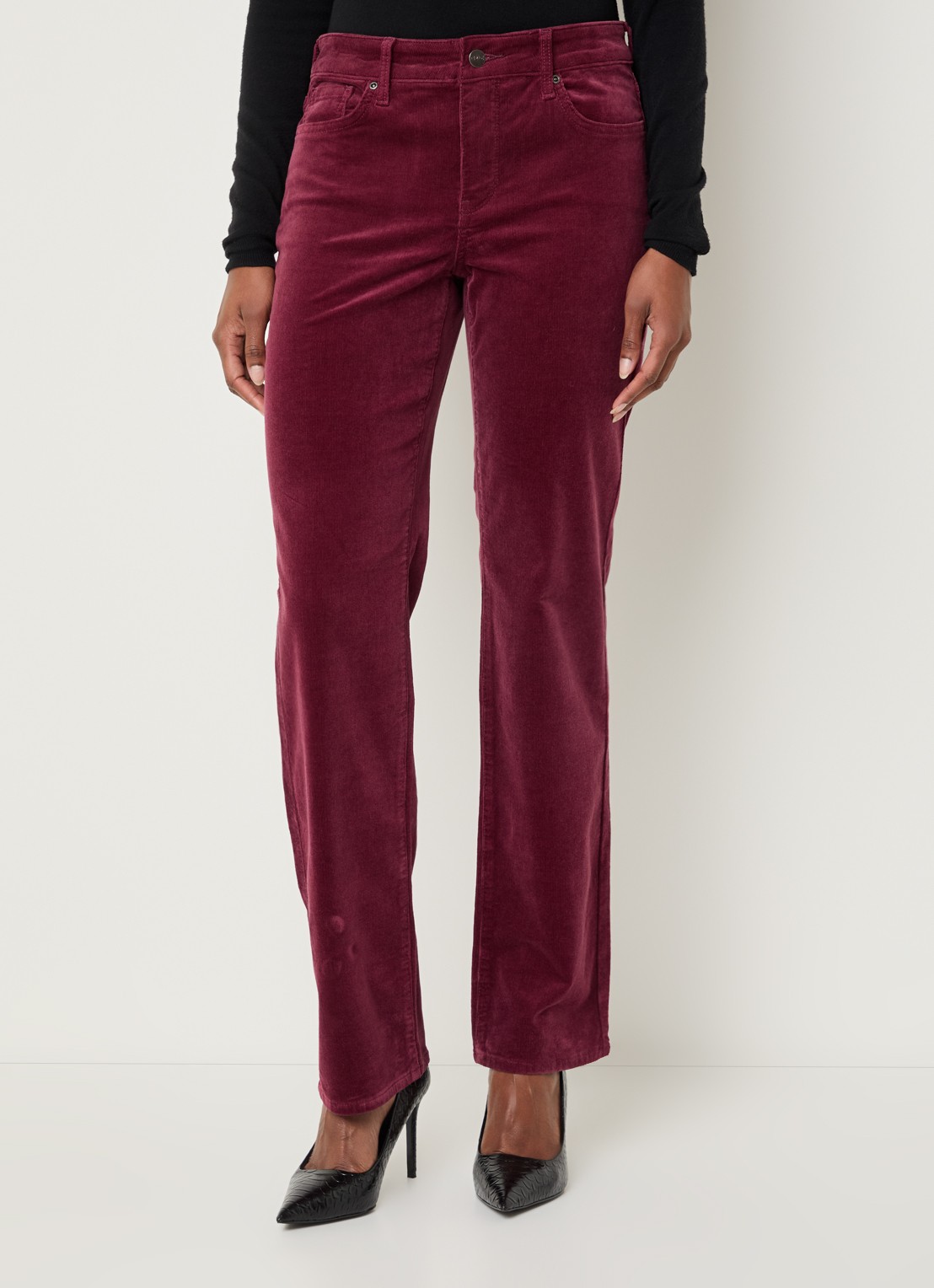 NYDJ Marilyn high waist straight fit chino van corduroy - detail 3 bordeauxrood