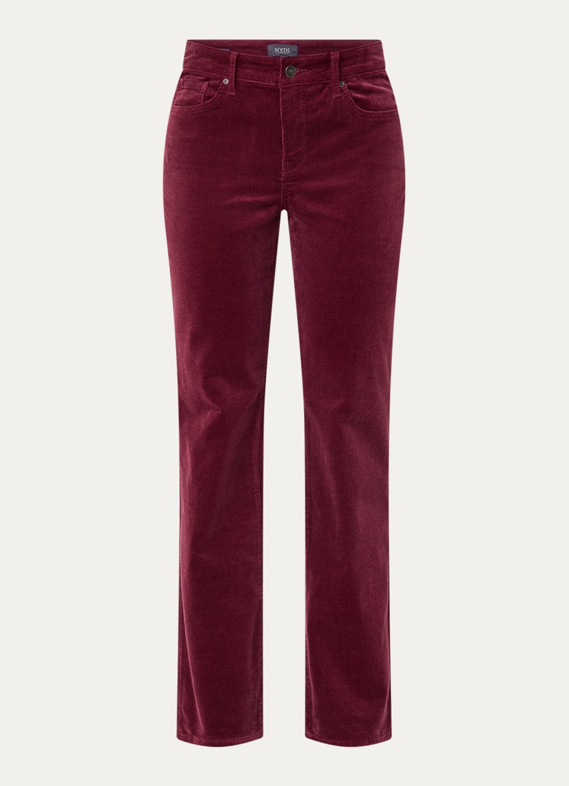 NYDJ Marilyn high waist straight fit chino van corduroy - voorkant bordeauxrood