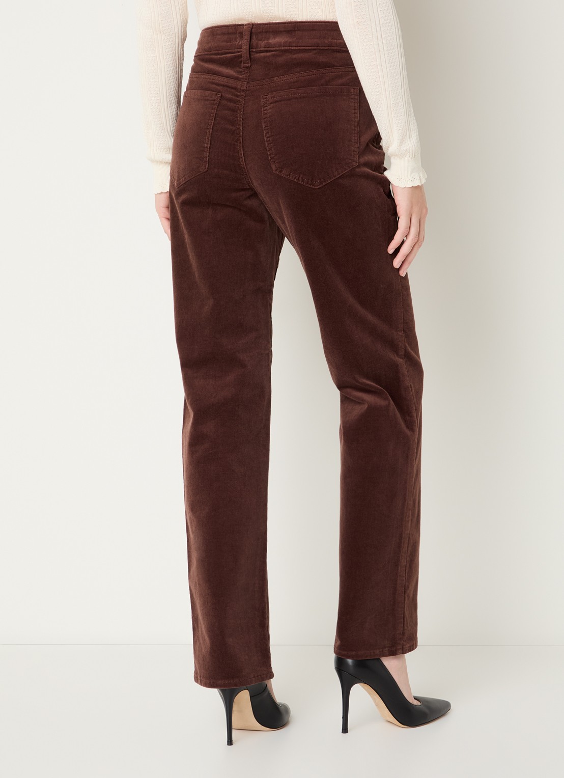 NYDJ Marilyn high waist straight fit chino van corduroy - achterkant 3 lichtbruin