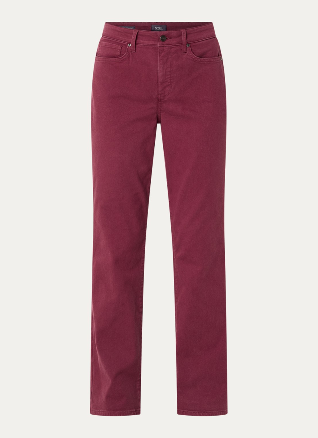 NYDJ Marilyn high waist straight leg jeans met steekzakken - voorkant 3 bordeauxrood