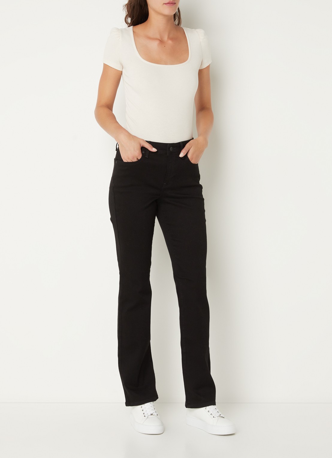 NYDJ Marilyn high waist straight leg jeans met stretch - voorkant 5 zwart