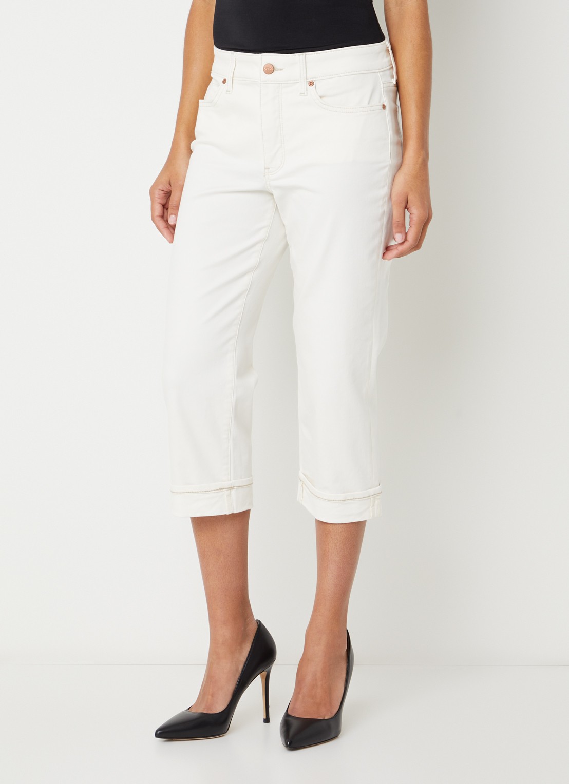 NYDJ Marilyn low waist straight leg jeans met gekleurde wassing - detail 2 wit