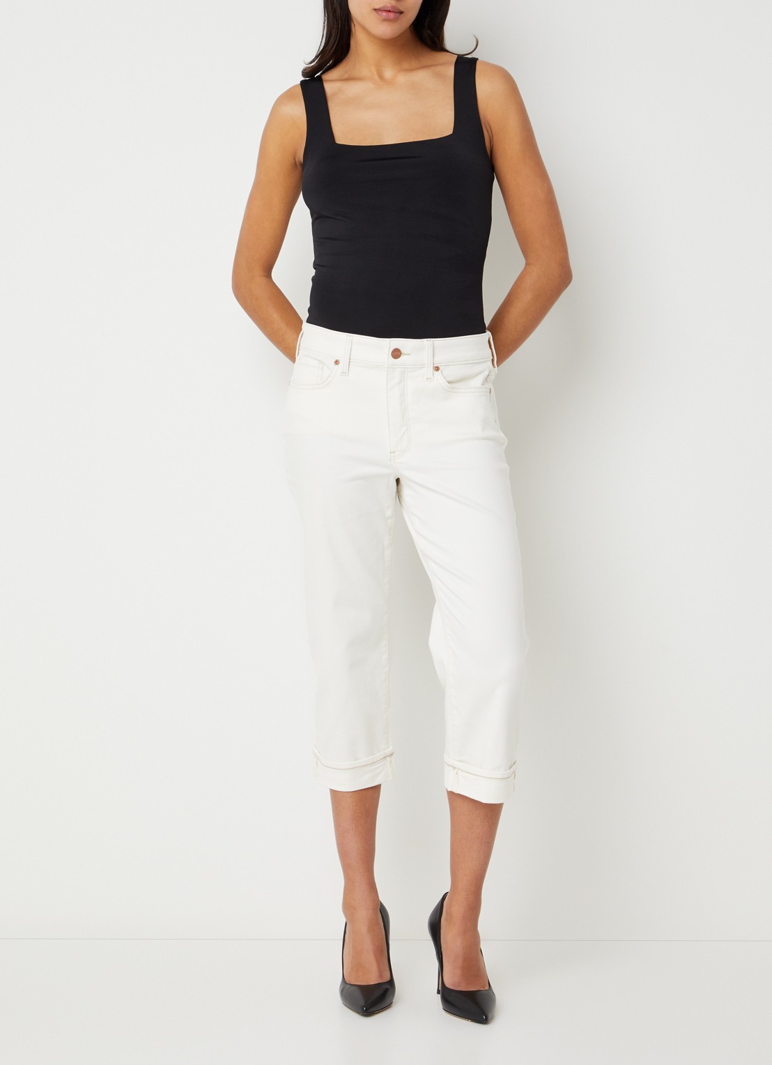 NYDJ Marilyn low waist straight leg jeans met gekleurde wassing - voorkant 5 wit