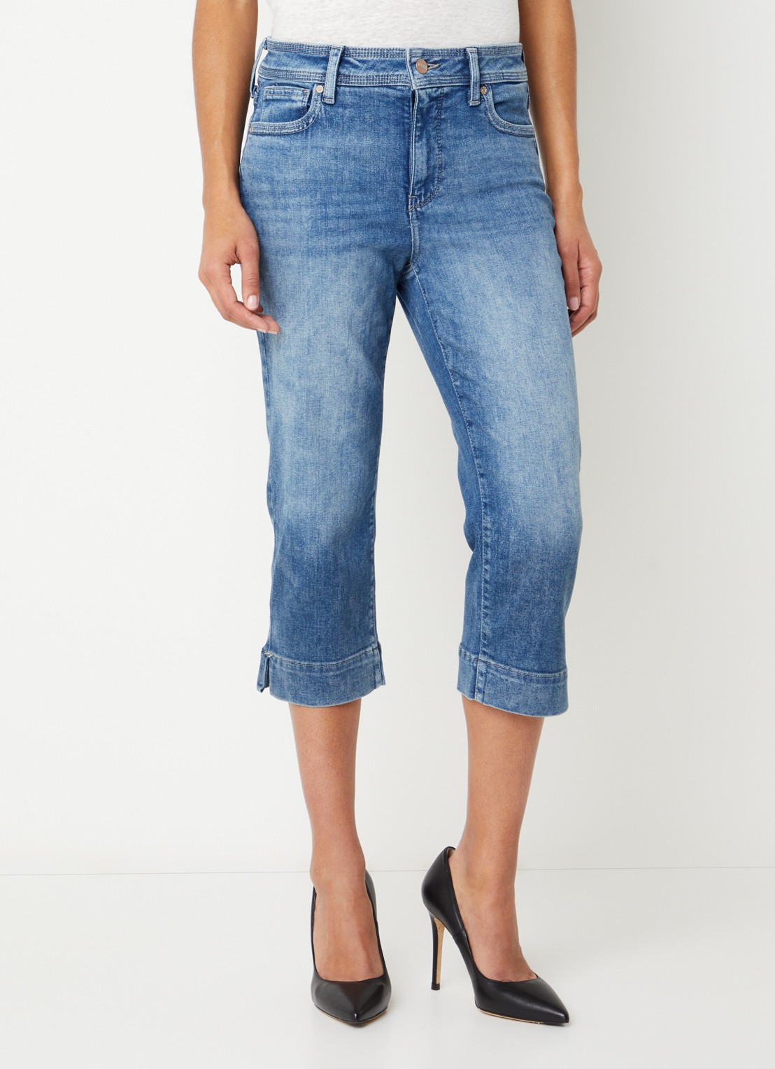 NYDJ Marilyn mid waist slim fit capri broek met steekzakken - detail 3 indigo