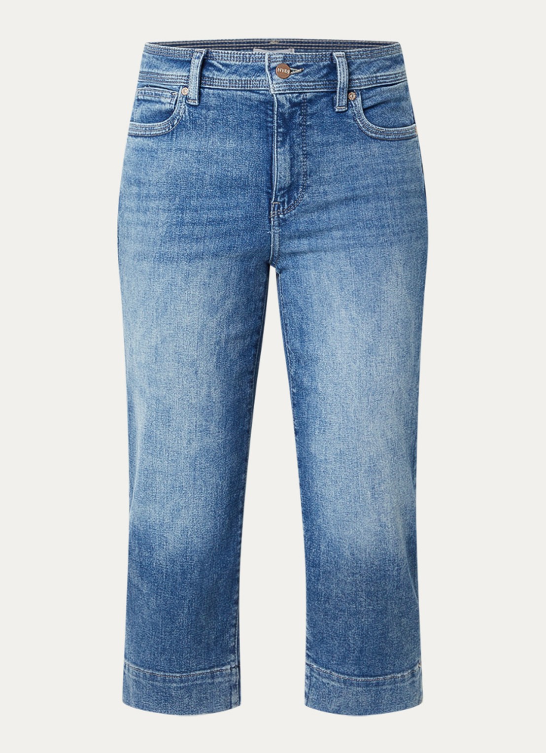NYDJ Marilyn mid waist slim fit capri broek met steekzakken - voorkant indigo